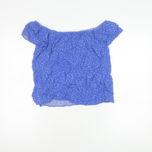 Oasis Women's Blue Polka Dot Off Shoulder Top Size 10