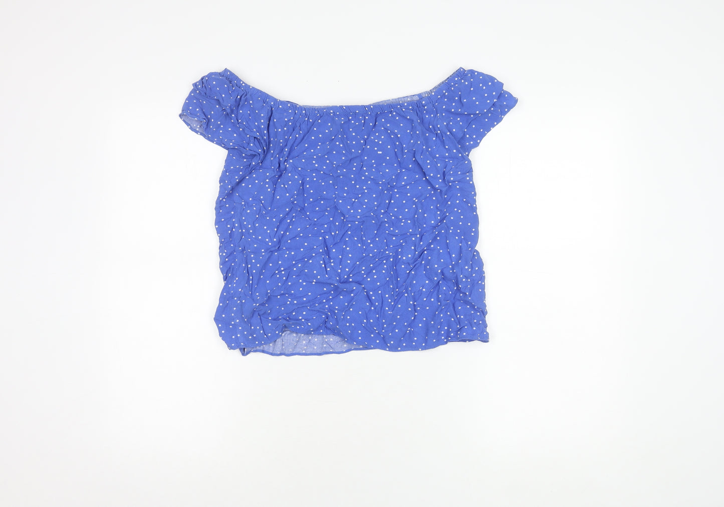 Oasis Women's Blue Polka Dot Off Shoulder Top Size 10