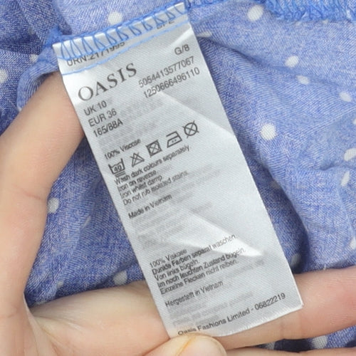 Oasis Women's Blue Polka Dot Off Shoulder Top Size 10
