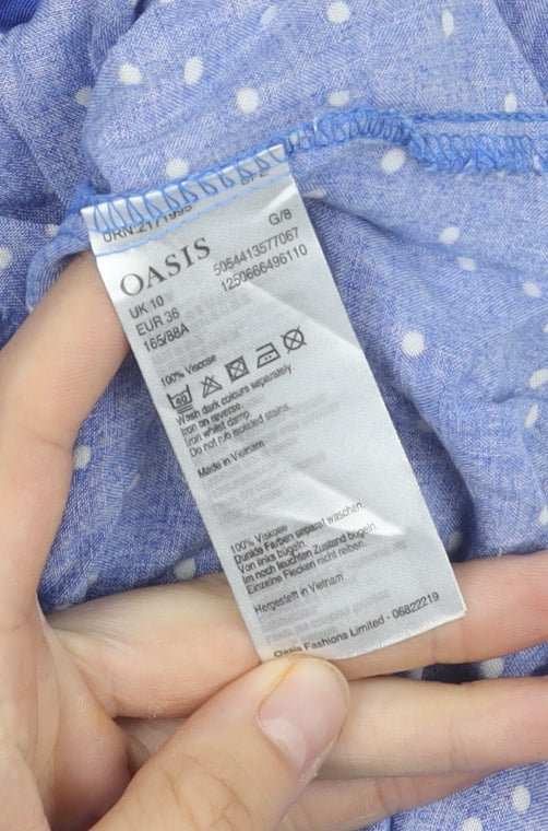 Oasis Women's Blue Polka Dot Off Shoulder Top Size 10