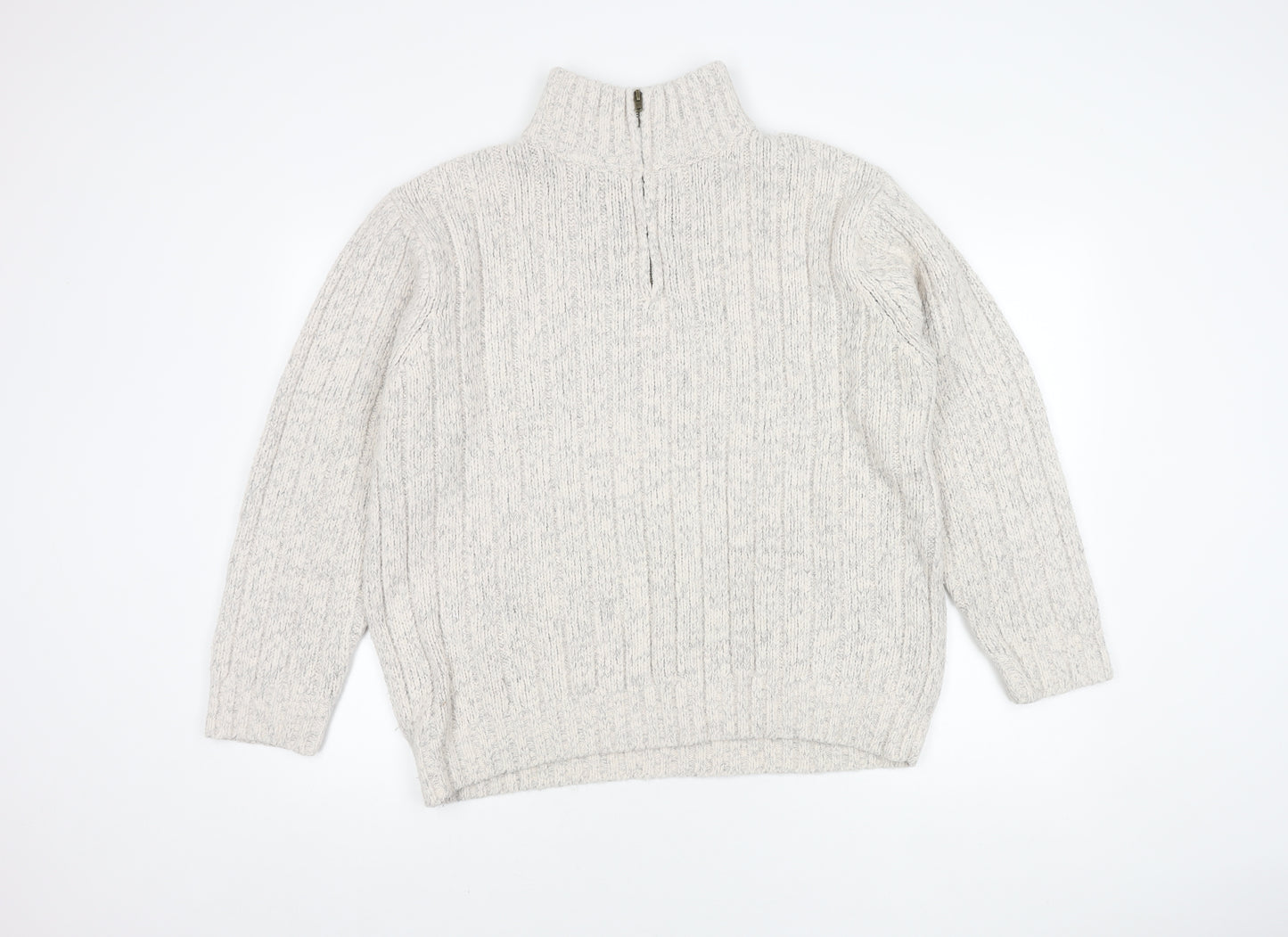 North Coast Men's Ivory Wool Cable-Knit Jumper L
