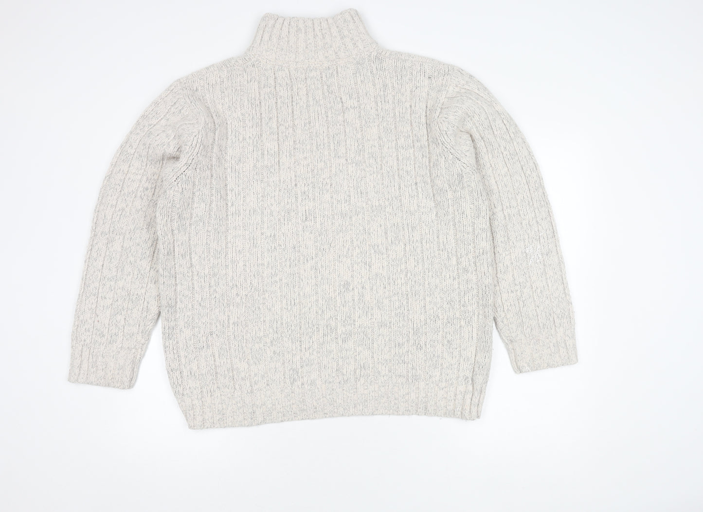North Coast Men's Ivory Wool Cable-Knit Jumper L