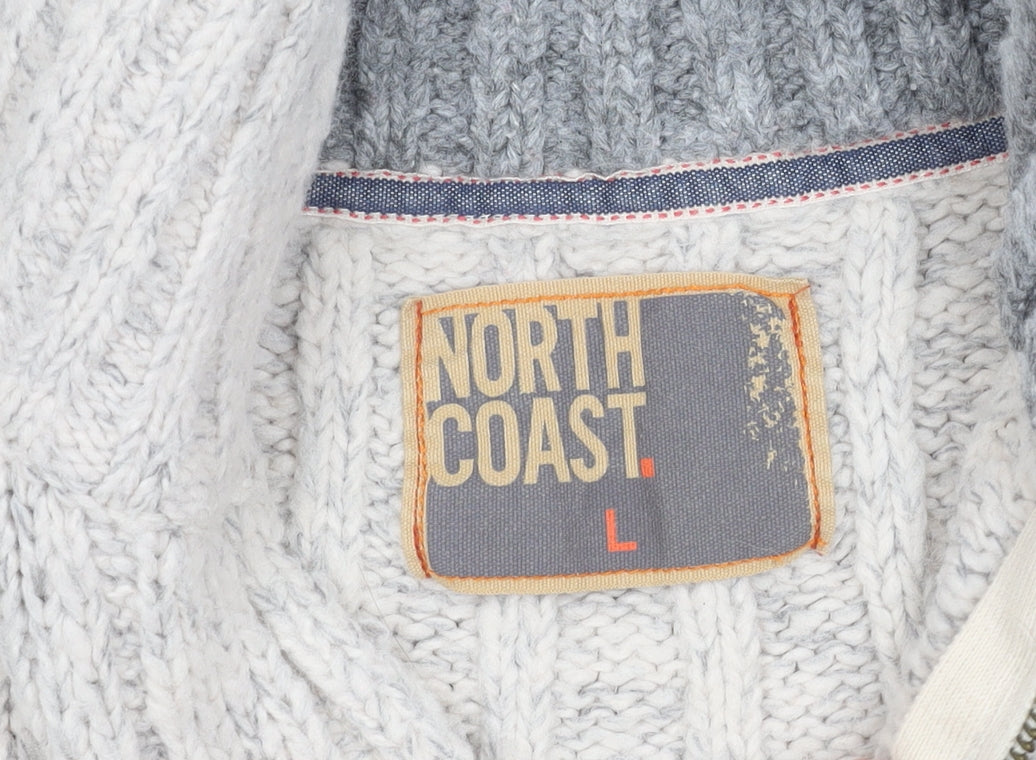 North Coast Men's Ivory Wool Cable-Knit Jumper L