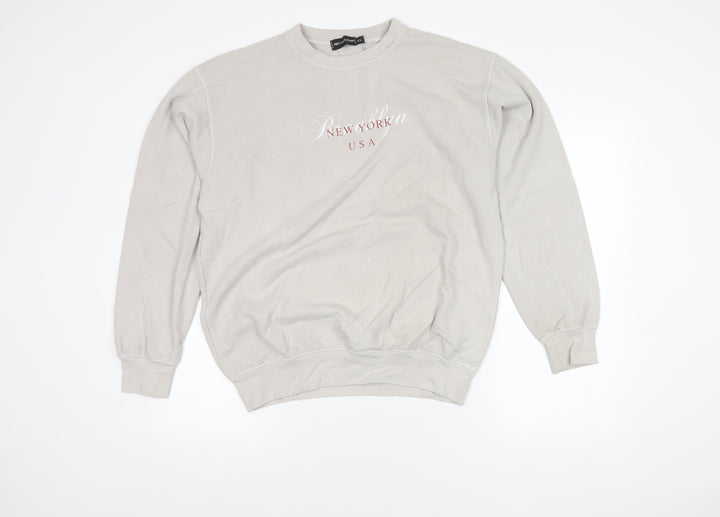 PRETTYLITTLETHING Beige Women's XS Pullover Sweatshirt