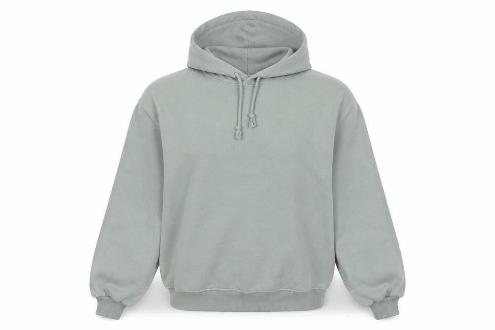 Front view of H&M unisex grey pullover hoodie -, size 12