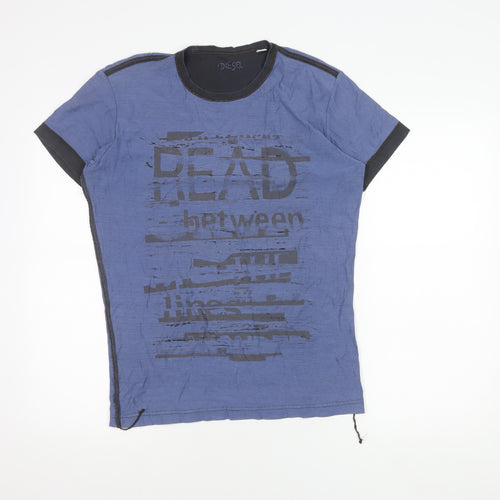Diesel Men's Blue Graphic Print T-Shirt, Size M