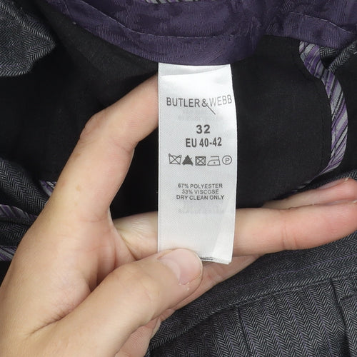 Butler & Webb Men's Grey Dress Pants, 32W x 32L