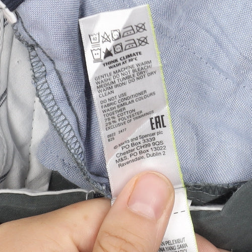 Marks and Spencer Men's Grey Regular Fit Trousers