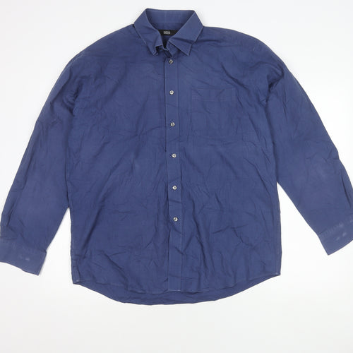 Marks and Spencer Blue Men's Long Sleeve Shirt 16.5