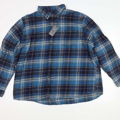 Marks and Spencer Men's Blue Plaid 4XL Shirt