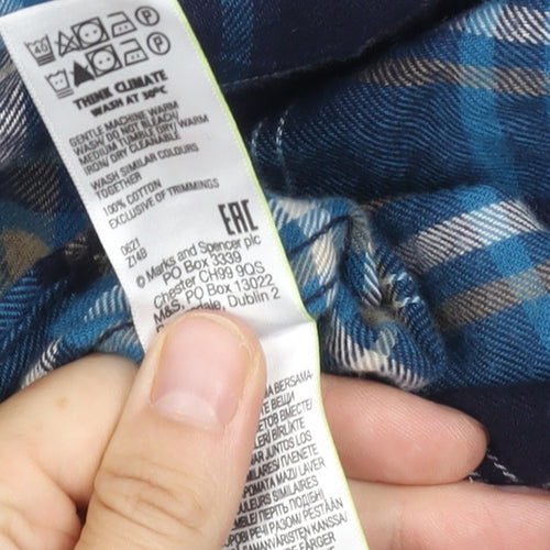 Marks and Spencer Men's Blue Plaid 4XL Shirt
