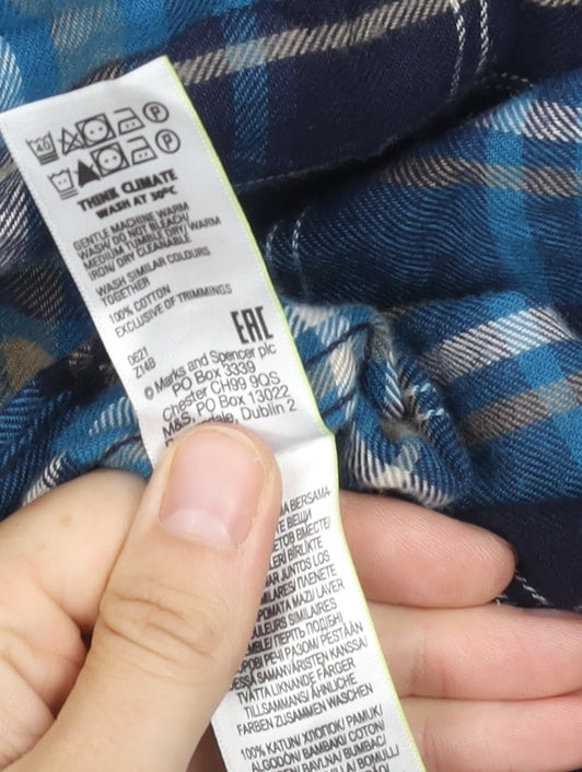 Marks and Spencer Men's Blue Plaid 4XL Shirt