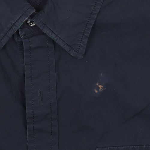 Men's Blue Short Sleeve Button-Up Shirt