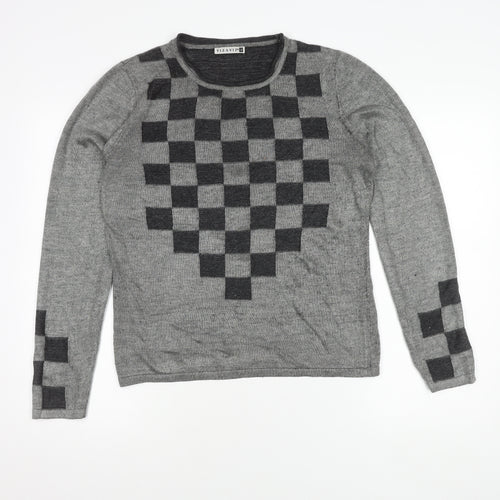 VIZ-A-VIZ Women's Grey Geometric Jumper 12