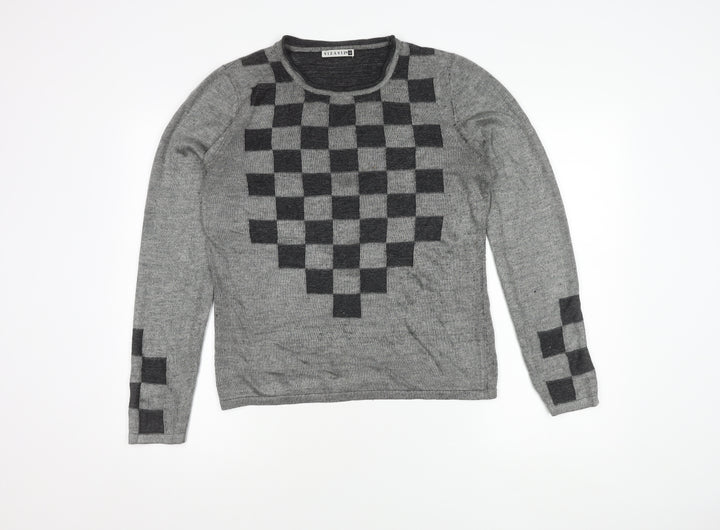 VIZ-A-VIZ Women's Grey Geometric Jumper 12