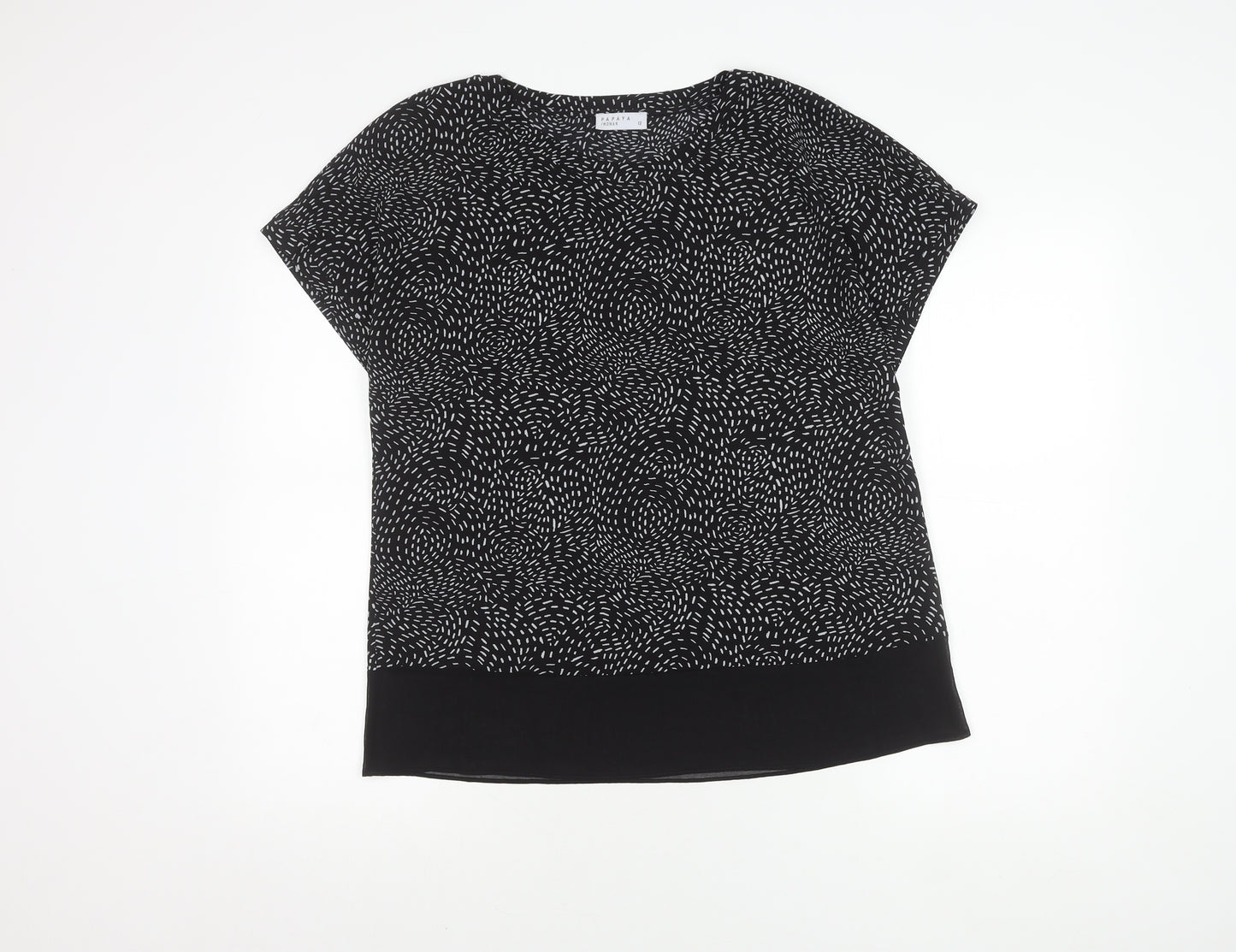 Papaya Women's Black Short Sleeve Top Size 12