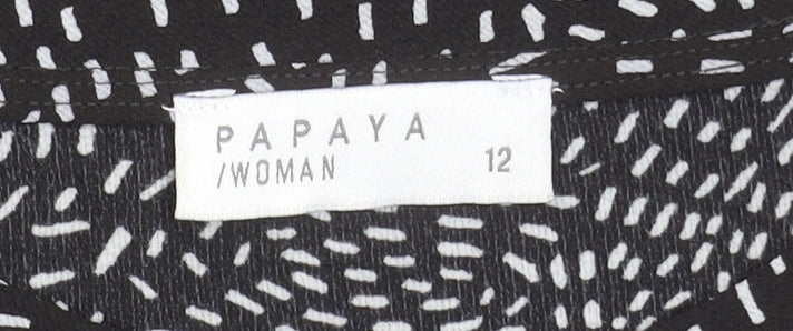 Papaya Women's Black Short Sleeve Top Size 12