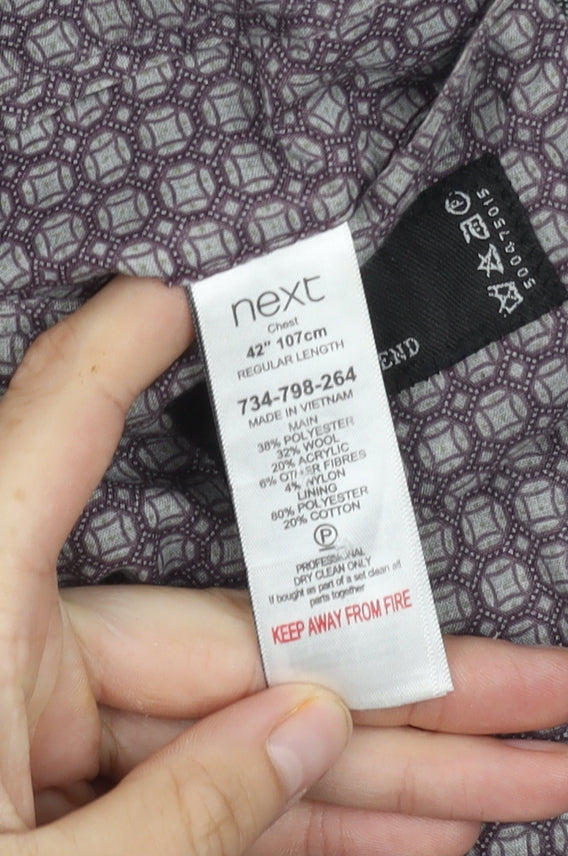 Next Men's Grey Blazer, Size 42, Regular Length