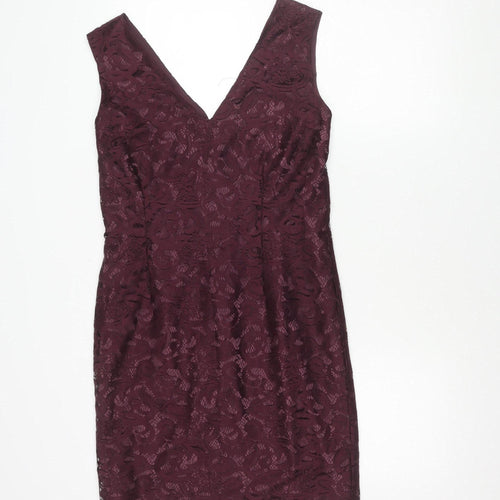 Next Women's Purple Lace Knee Length Sheath Dress, Size 12