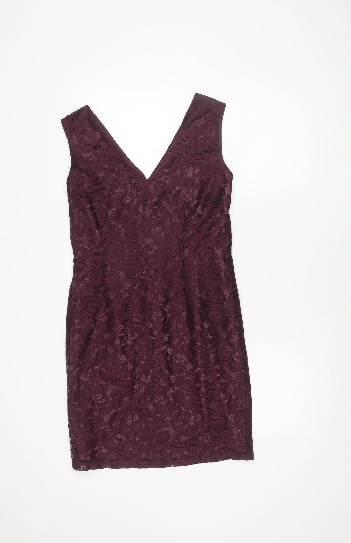 Next Women's Purple Lace Knee Length Sheath Dress, Size 12