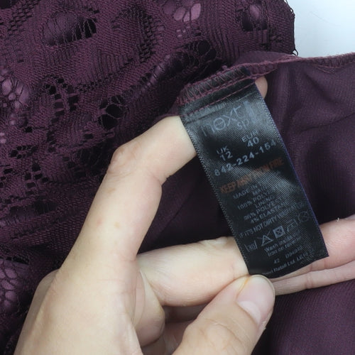Next Women's Purple Lace Knee Length Sheath Dress, Size 12