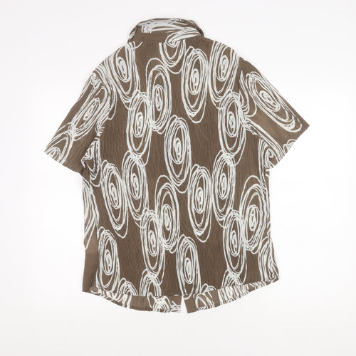 Soon Women's Brown Geometric Button-Up Shirt Size 20