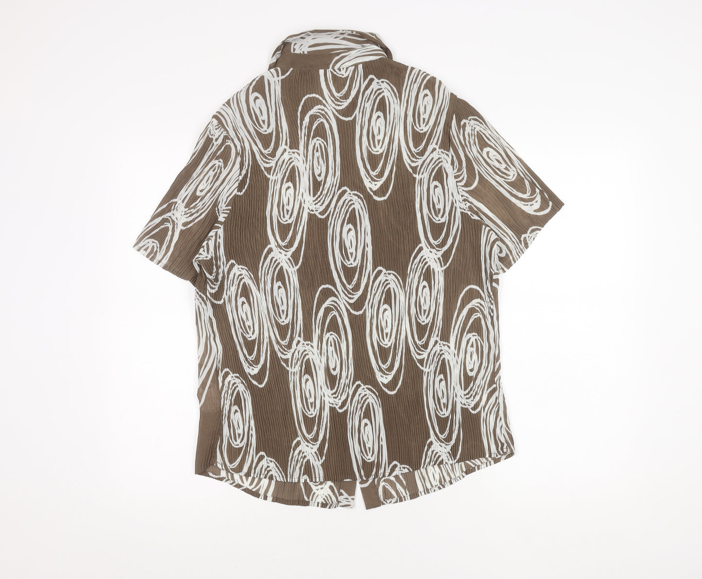 Soon Women's Brown Geometric Button-Up Shirt Size 20