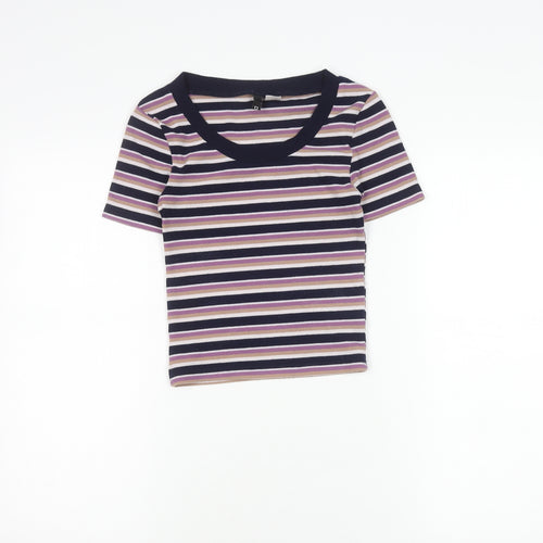 H&M Divided Women's Multicoloured Striped T-Shirt XS