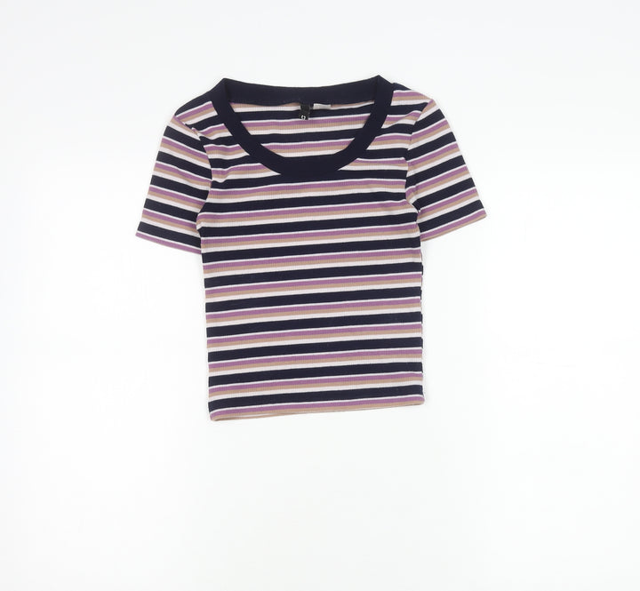 H&M Divided Women's Multicoloured Striped T-Shirt XS