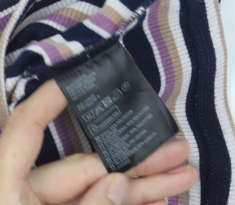 H&M Divided Women's Multicoloured Striped T-Shirt XS