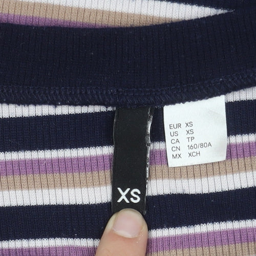 H&M Divided Women's Multicoloured Striped T-Shirt XS