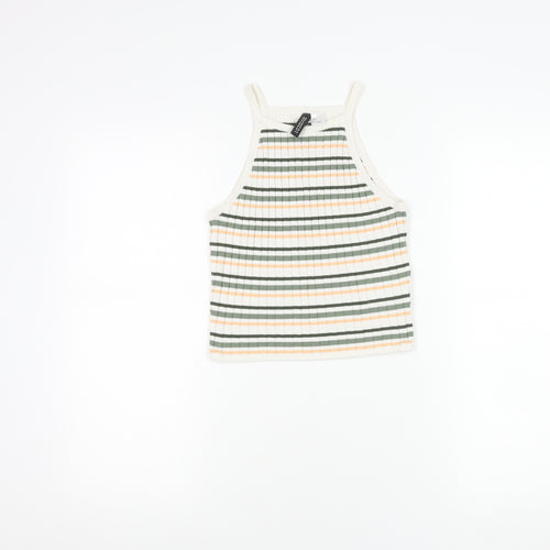 H&M Women's Multicoloured Striped Cropped Tank Top