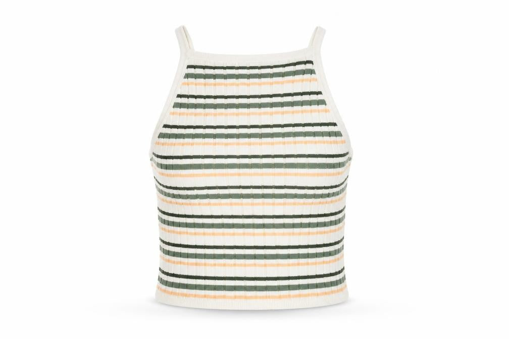 Front view of H&M Women's Multicoloured Striped Cropped Tank Top