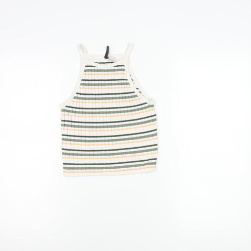 H&M Women's Multicoloured Striped Cropped Tank Top