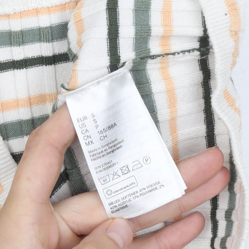 H&M Women's Multicoloured Striped Cropped Tank Top