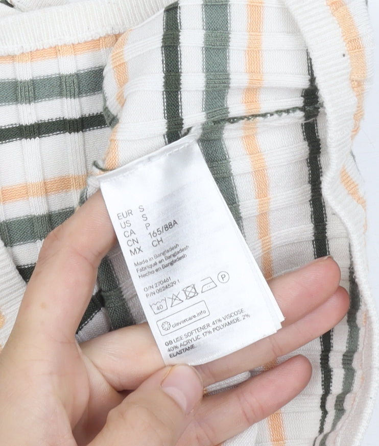 H&M Women's Multicoloured Striped Cropped Tank Top