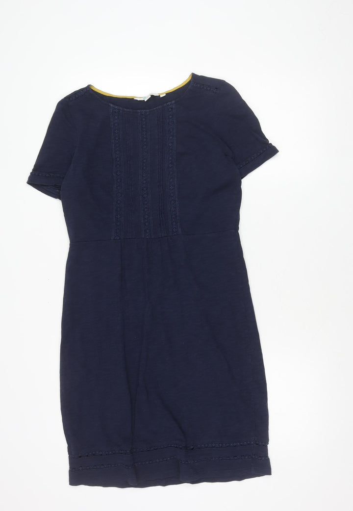 Boden Women's Blue Cotton Dress, Size 10, Short Sleeve
