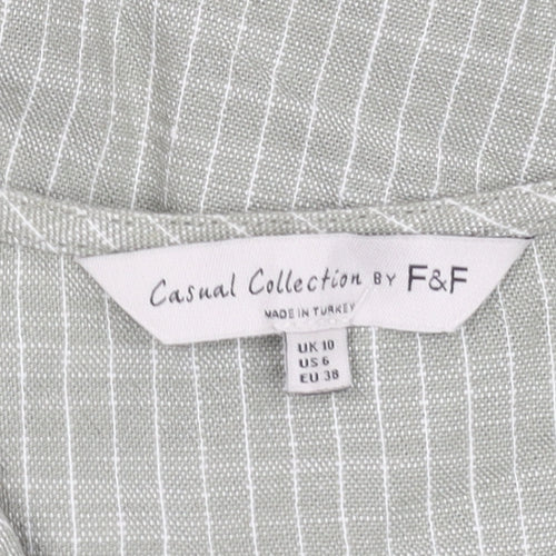 F&F Women's Beige Striped Blouse Size 10