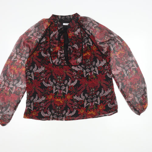 Glamorous Women's Floral Tunic Blouse, Black, Size L