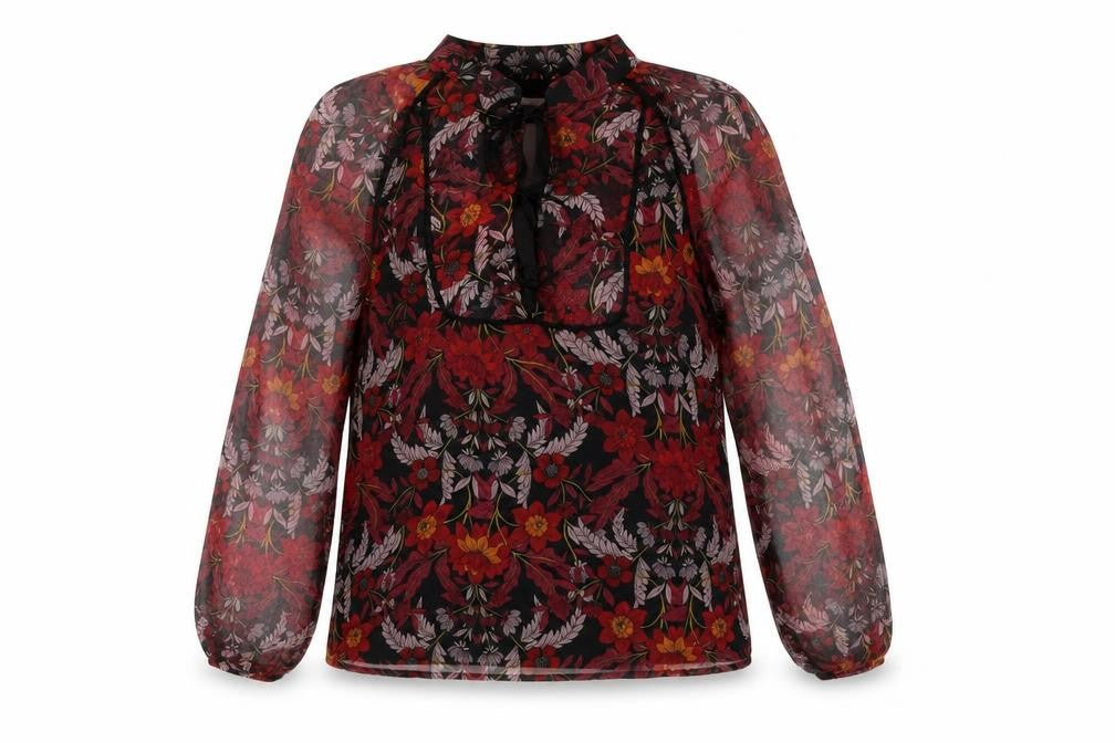 Front view of Glamorous Women's Floral Tunic Blouse, Black, size L