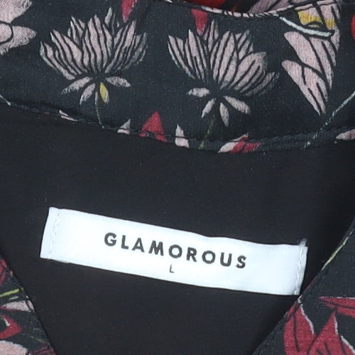 Glamorous Women's Floral Tunic Blouse, Black, Size L