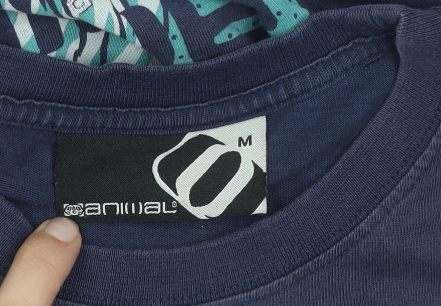 Animal Men's Blue Graphic Logo T-Shirt, Size M