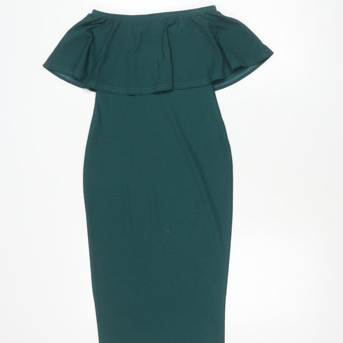 Missguided Green Off the Shoulder Dress - Size 6