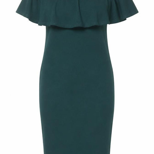 Missguided Green Off the Shoulder Dress - Size 6