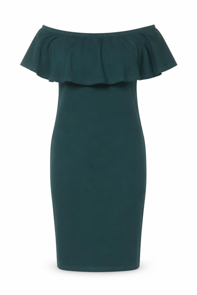 Missguided Green Off the Shoulder Dress - Size 6