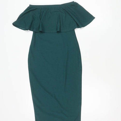 Missguided Green Off the Shoulder Dress - Size 6
