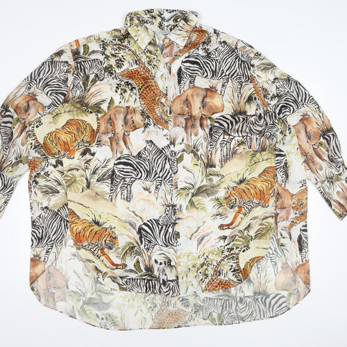 Zara Women's Multicoloured Animal Print Blouse, Size 8