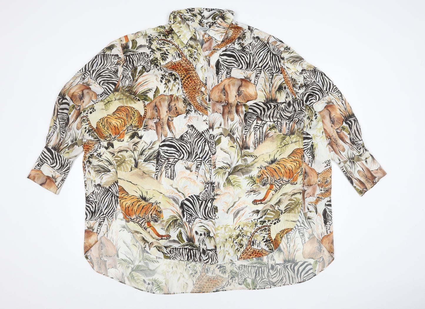 Zara Women's Multicoloured Animal Print Blouse, Size 8