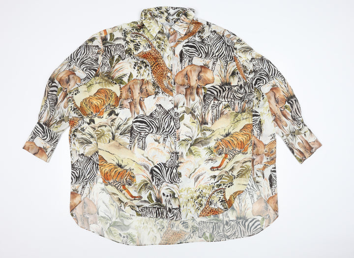 Zara Women's Multicoloured Animal Print Blouse, Size 8