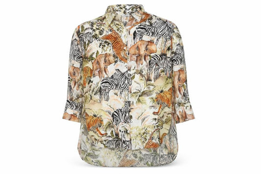 Front view of Zara Women's Multicoloured Animal Print Blouse, size 8